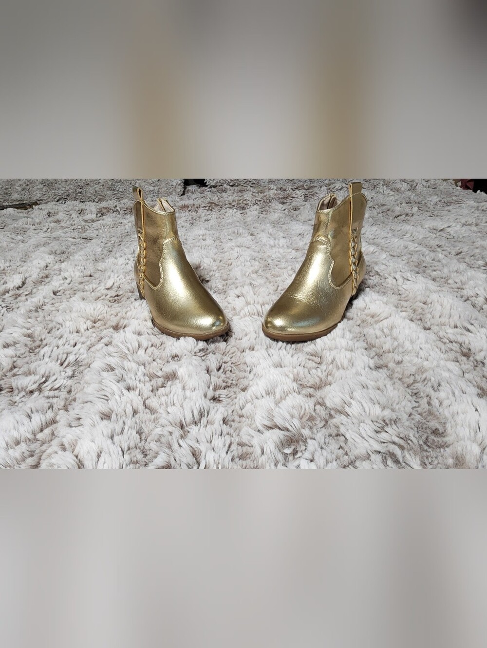 Metallic Gold Little Girl Ankle Boots